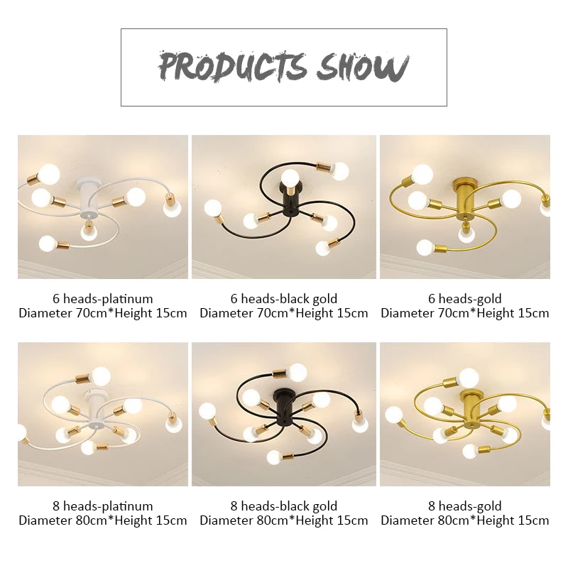 $29.82 Ceiling Lights Modern Multiple LED E27 Lamp Base Black/White/Gold For Living Room / Bedroom Indoor Lighting Retro