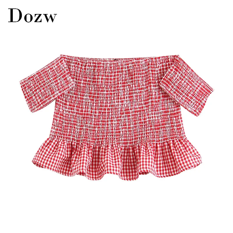 Женские пикантные топы и блузки с открытыми плечами 2020 стильная рубашка в клетку