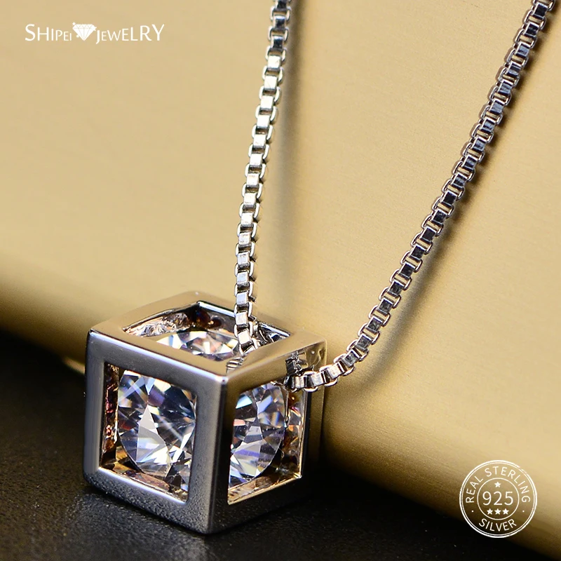 Женское Ожерелье с кулоном из серебра 925 пробы муассанитом|Ожерелья| |