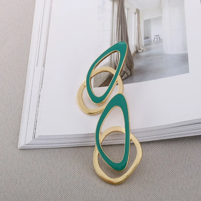 Корейские зеленые масляные серьги-капли геометрические простые красивые серьги