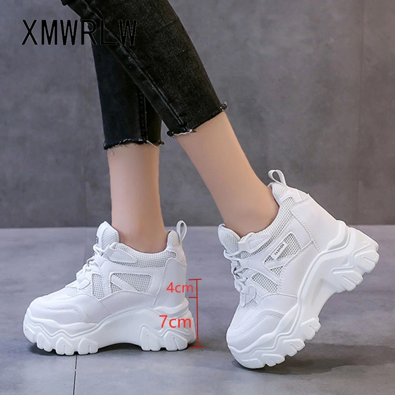 Женские кроссовки на массивном каблуке XMWRLW осень 2021 модные повседневные кожаные