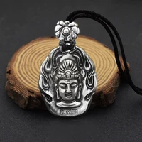 domineering buddhism sakyamuni bodhisattva pendant necklace silver color chinese zodiacs amulet necklace for men women