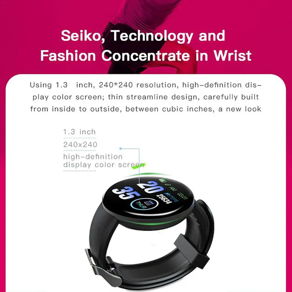 D18 Bluetooth Смарт часы мужские кровяное давление сердечного ритма шаги Smartwatch женские часы водонепроницаемые спортивные часы