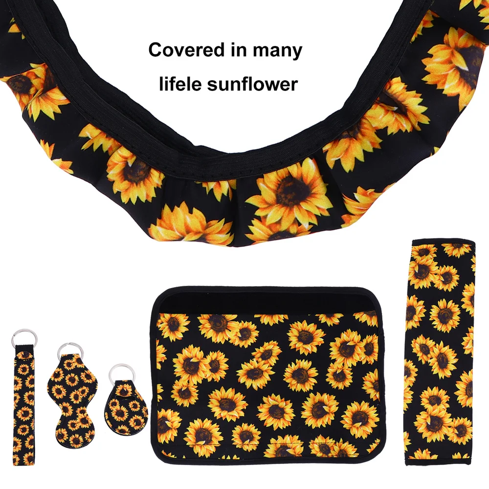 1 комплект Подсолнух чехол для ремня безопасности рулевого колеса аксессуаров
