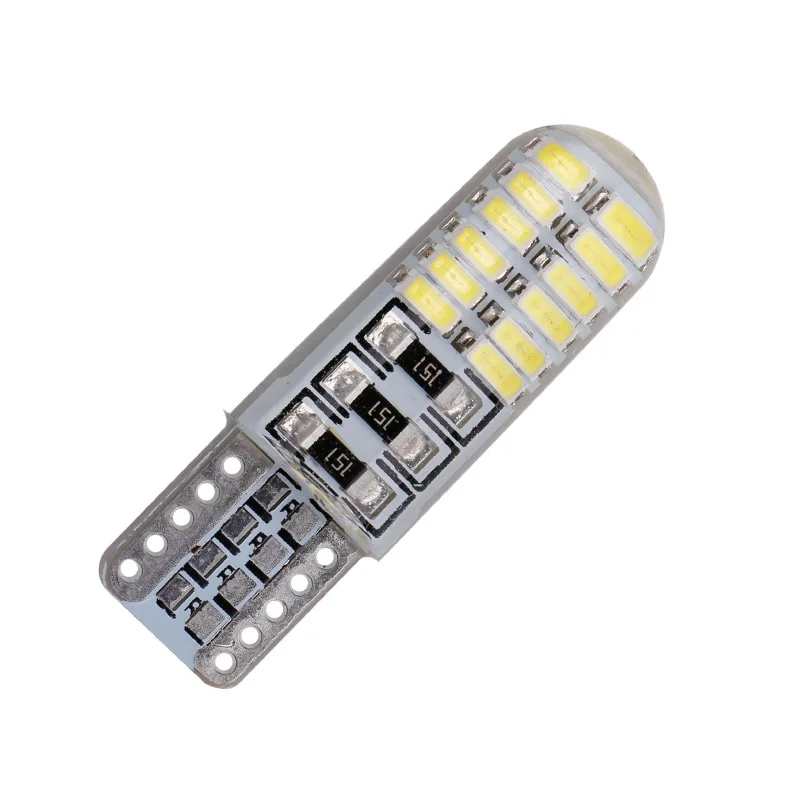 

Small car led light T10 3014 24LED width light T10 crystal silicone light license plate light white blue red yellow