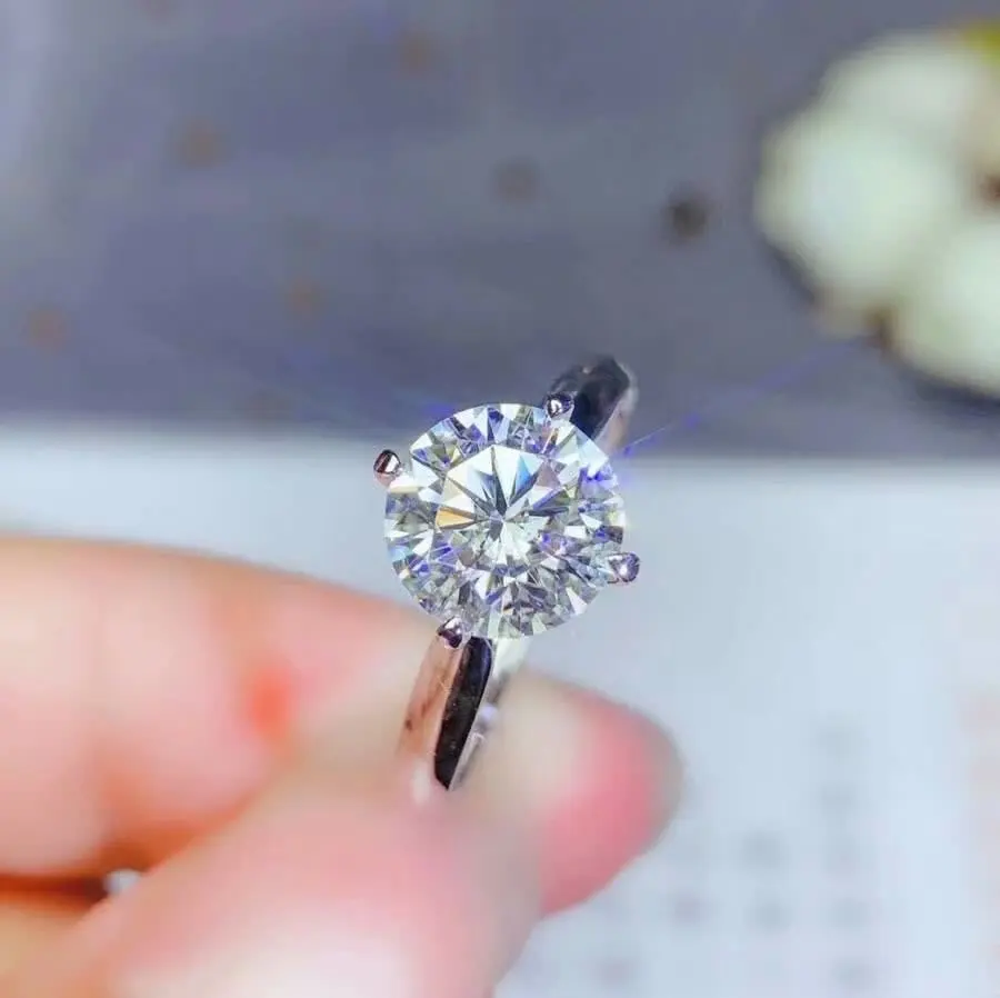 Shilovem 18k Белое Золото Moissanite алмазные кольца женские классические свадебные растения Рождественский подарок 8*8 мм vvs bj080888sz