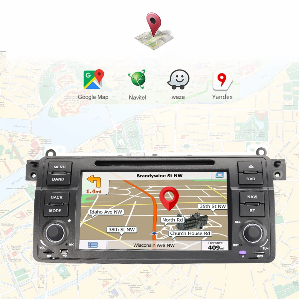 Автомагнитола Eunavi 1 Din Android GPS-навигация для BMW E46 M3 Rover 75 Coupe 318/320/325/330/335 | Автомобили и
