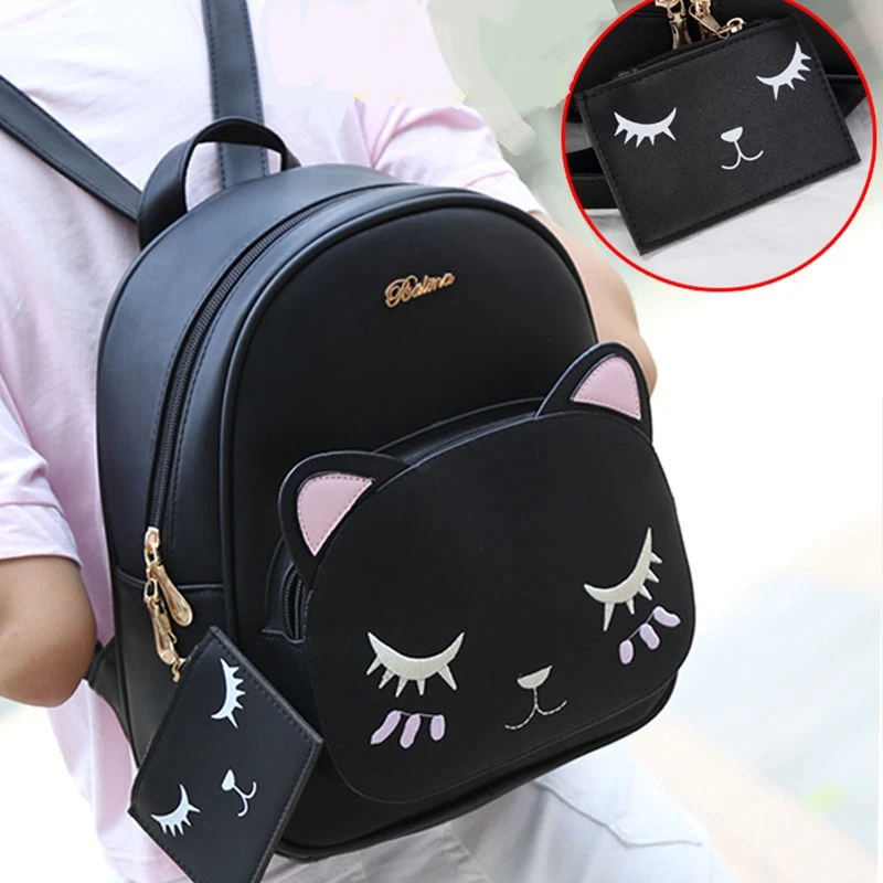 

Small Black Backpack Mini Backpack Women pu Leather Shoulder