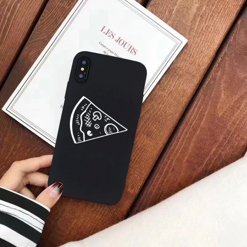 Забавный чехол для телефона Pizza Best Friends iPhone X XS MAX XR 11 Pro 7 8 6 6s Plus черная пара мягкая