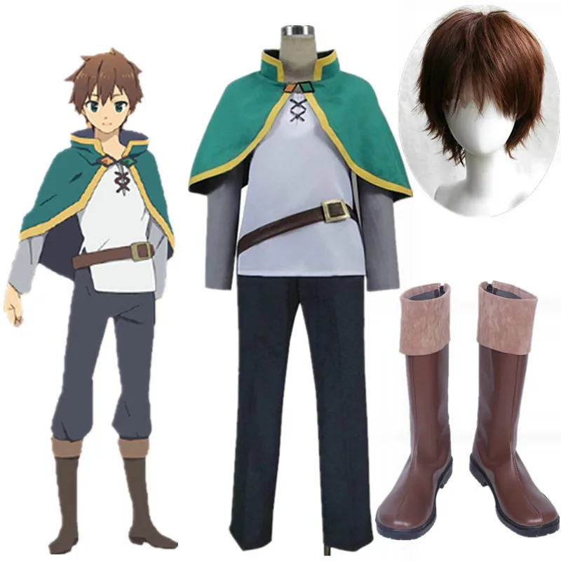 

Kono Subarashii Sekai ni Shukufuku o! Костюм для косплея Satou Kazuma KonoSuba Kazuma зеленый костюм Косплей Set, униформа на Хэллоуин