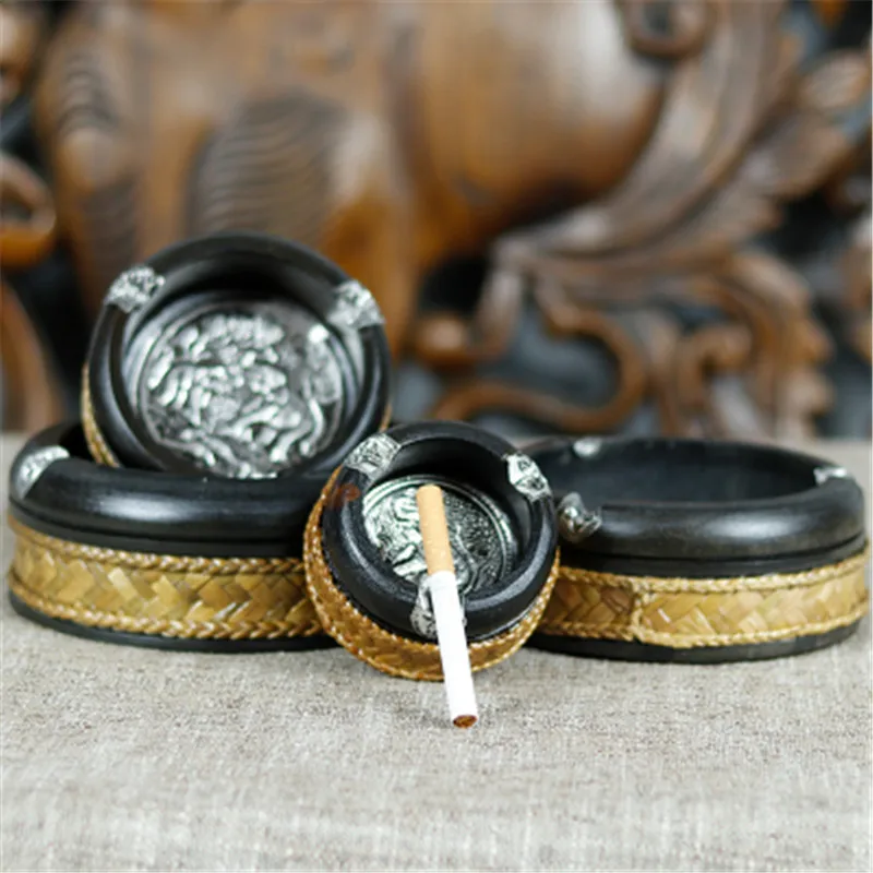 Пепельница NEWYEARNEW деревянная Черная для автомобиля портативная пепельница из