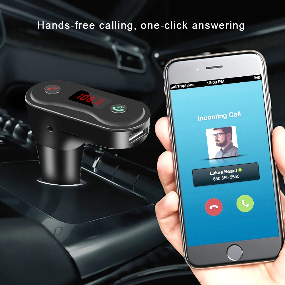Bluetooth FM передатчик для iPhone Xiaomi 2.1A автомобильное зарядное устройство USB mp3 плеер