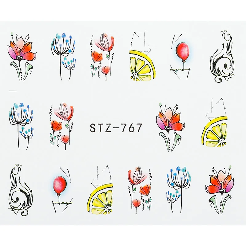 Элегантные водяные наклейки для ногтей Наклейка ожерелье Цветочный дизайн