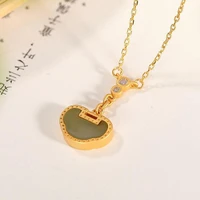 all the best auspicious female pendant pendant original s925 sterling silver gold plated natural hetian jade set chain retro eas