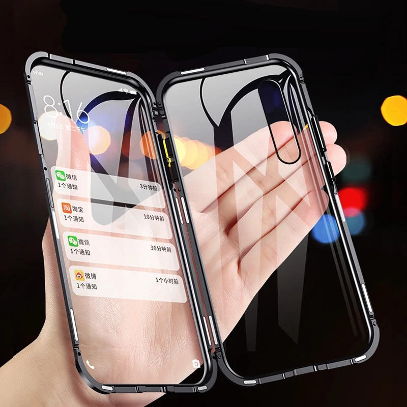Чехол для Samsung Galaxy A10S A20S 360 двухсторонний металлический магнитный стеклянный