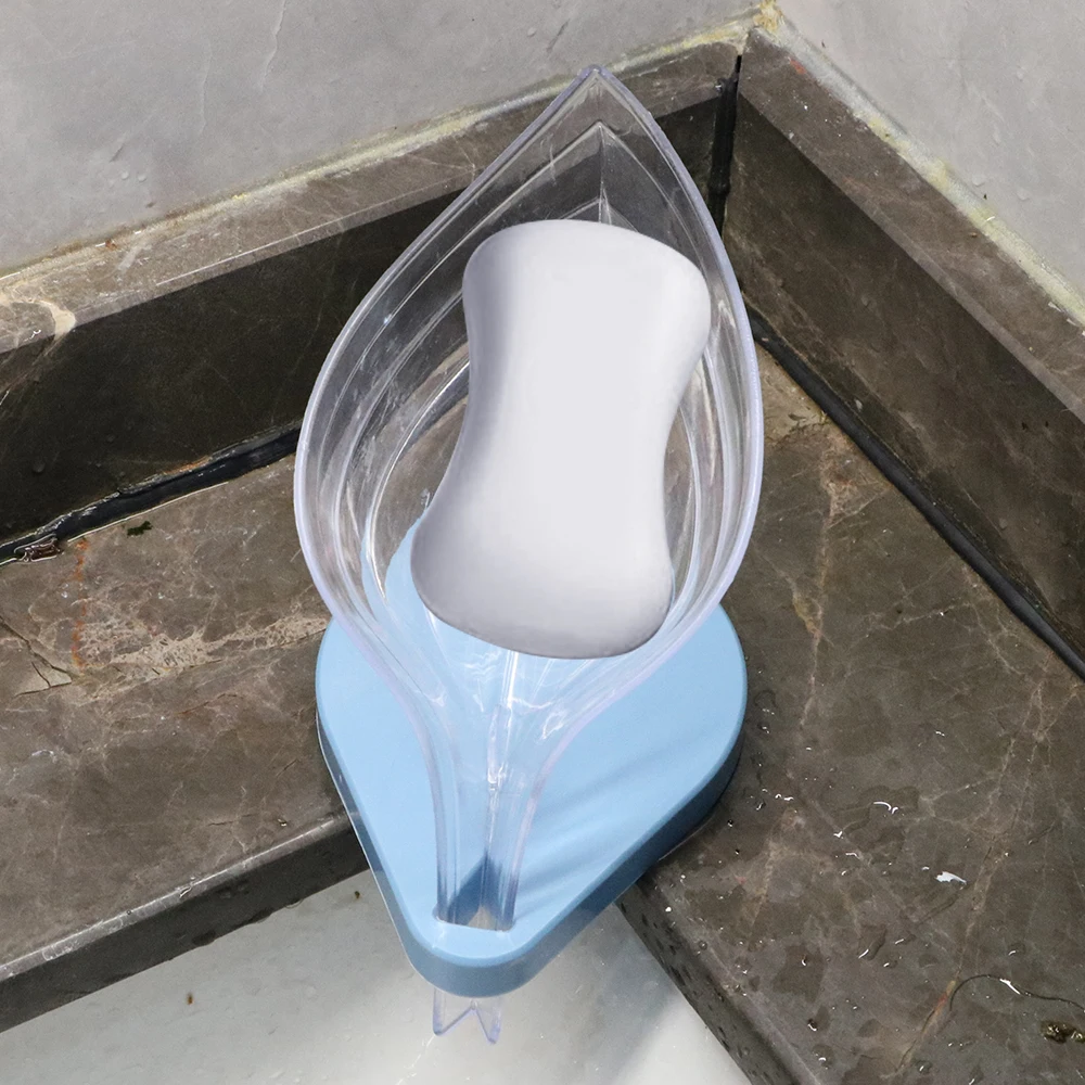 

Suction Cup Bathroom Supplies Shower Soap Storage Tray Leaf Shape Drain Soap Holder Free Punch Soap Box