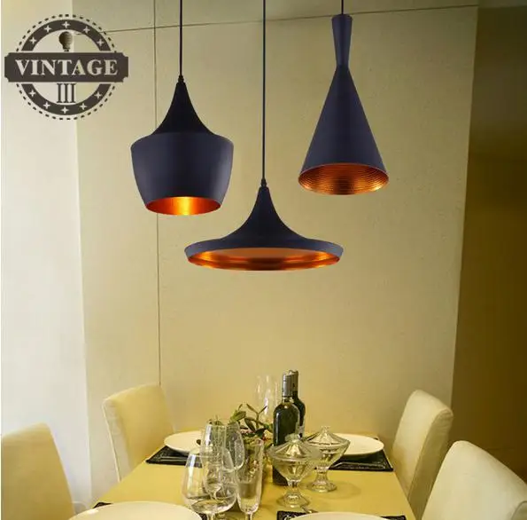 Музыкальная Подвесная лампа с медным абажуром 3 шт./упак. Черный Новый ABC (высокий