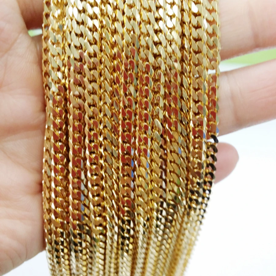 

5/10/20pcs/lot Hip Hop Men 4mm Gold Color 316L Stainless Steel Cuban Curb Link Chain Necklaces Wholesale Jewelry 16-40inch