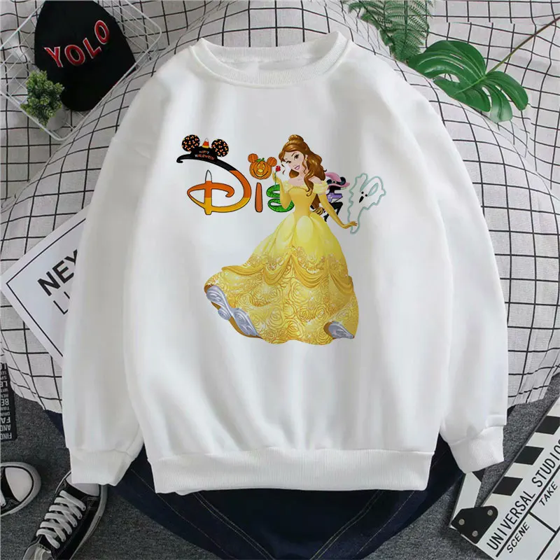 

Disney Belle Princess Sweatshirts Women Fashion Outwear Tops Ladies Spring Autumn Pullovers Cartoon Long Sleeve Female Clothing
