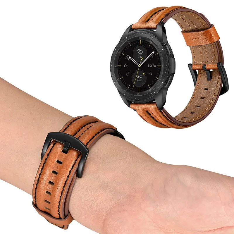 

22mm 20mm Genuine Leather Watch Strap For Samsung Galaxy Watch 3 45mm 41mm Active 2 Huawei Watch GT 2 Band For Galaxy 46mm 42mm