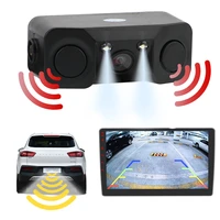 3 in 1 rear view camera mini alarm led light night vision reversing radar sensor detector waterproof universal car accessories