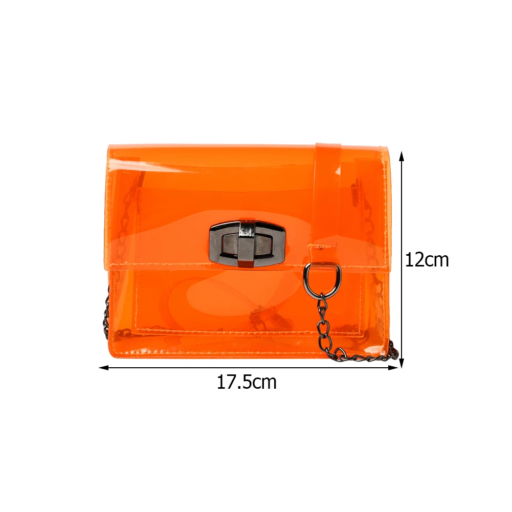 

Fashion Women PVC Transparent Shoulder Crossbody Bags Solid Color Chain Messenger Bag Casual All-matchLadies Small Handbags New