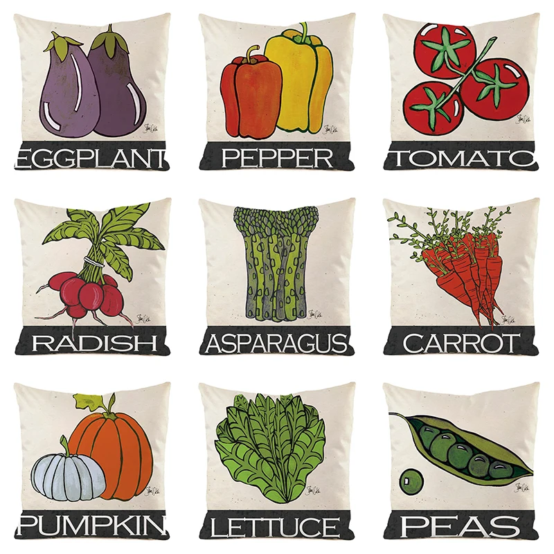 Modern Home Decorative Sofa Pillowcase Vegetable Printed Cus