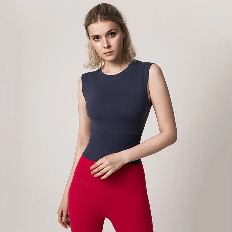 

New Tight-fitting Sports Top Vest With Chest Pad Fitness Clothing Quick-drying Tank Tops Women Breathable Short-sleeve Yoga Top