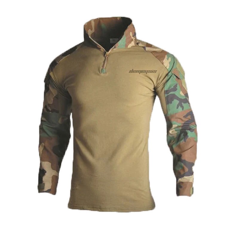 shirts woodland Тактические костюмы рубашка+ брюки с налокотниками Наколенники Мужская камуфляжная одежда для охотников Мультикам военная форма - Цвет: shirts woodland