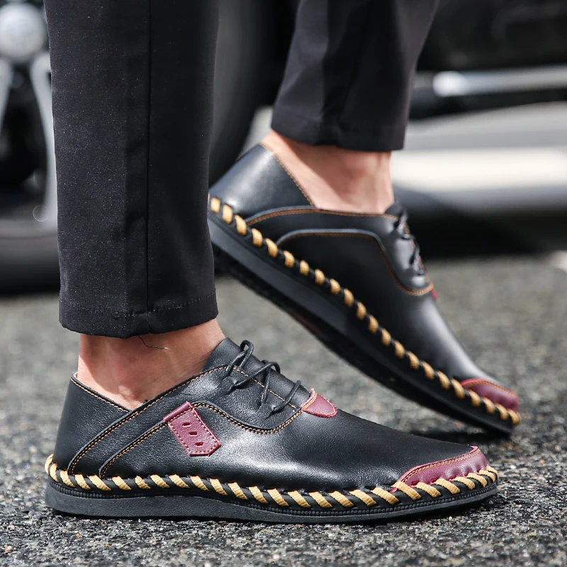 Valstone/мужская повседневная обувь из высококачественной кожи Кроссовки натуральной на шнуровке ручной