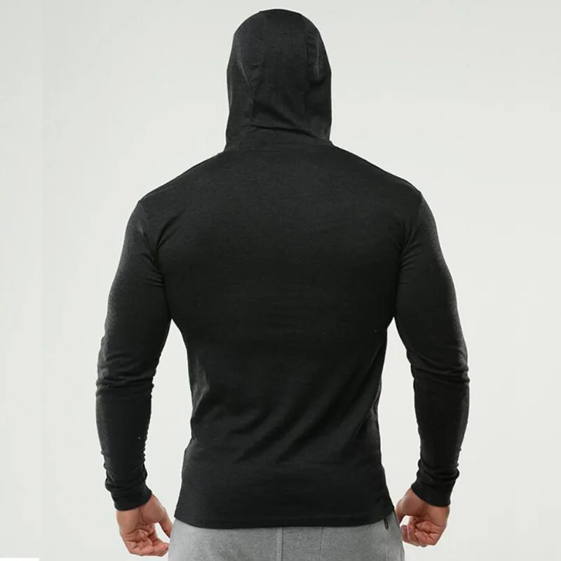 Brand Gym Clothing Spring Bodybuilding Long Sleeve Slim Fit T Shirt Men Cotton T-Shirt with Hoodies Fitness Hooded Male | Мужская одежда