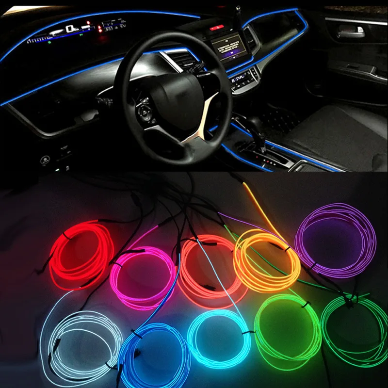 

1M/2M/3M/5M Car Interior Lighting LED Strip Decoration Garland Wire Rope Tube Line flexible Neon Light With USB Drive
