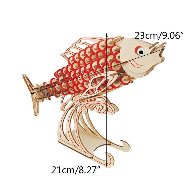 

3D Cutting DIY Handcrafts Puzzle Fish Tangram Jigsaw Puzzle for Toddler Wooden Puzzle Educational Preschool Stacking Toy