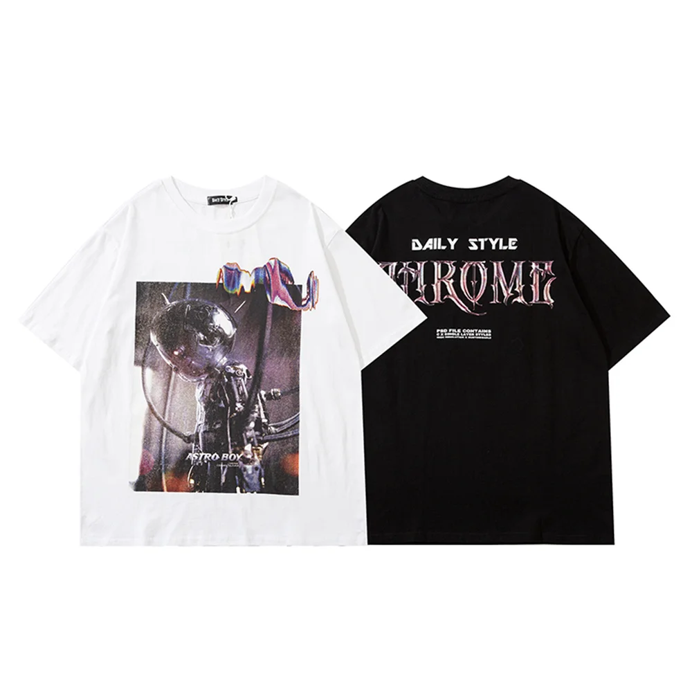 

Tshirts Streetwear Hip Hop Goth Robot Lab Printed Tees Shirts Harajuku Casual Cotton Short Sleeve T-Shirt Fashion Summer Tops