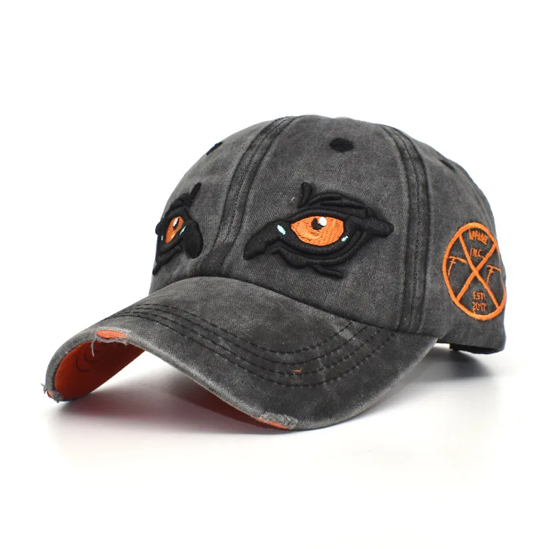 

Washed Cotton Baseball Cap Women's Trend Eye Embroidery Fashion Caps Men's Breathable Spring and Autumn Sun Hat Kpop Hat Cap