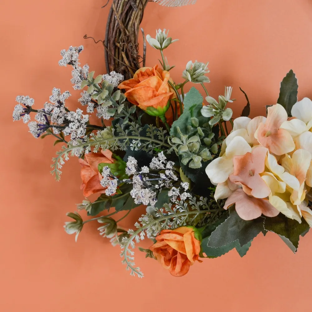 

DIY Wreath Artificial Rose Hydrangea Hanging Decoration Handmade For Creative Wreath Festival Decoration Autumn Harvest Decor