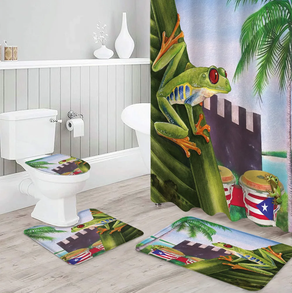 Тропическое растение флаг Пуэрто-Рико лягушка душ рандомные Противоскользящие