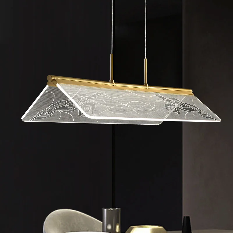 

Luxury Copper Pendant Light Simple Creative LED Hanging Lamp Dining Room Living Bedroom Acrylic Postmodern Suspension Luminaire