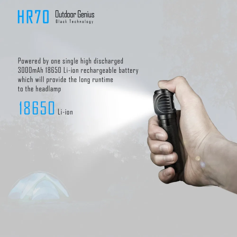 Светодиодный фонарик IMALENT HR70 CREE xhp70.налобный фонарь 3000lm перезаряжаемый с батареей
