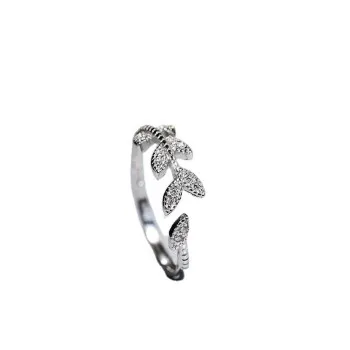 

Jewelry Fresh and Sweet Personality Feather Branch Leaf Diamond Open Ring R64.01