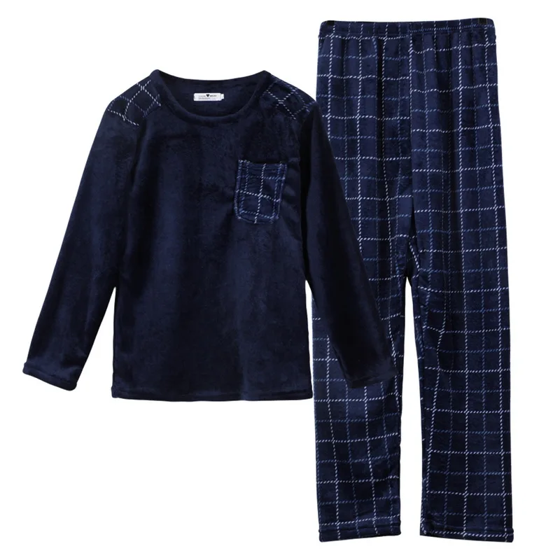 

Conjuntopijamas de invierno para hombre, pijamas gruesas franela , ropa de dormir de manga larga