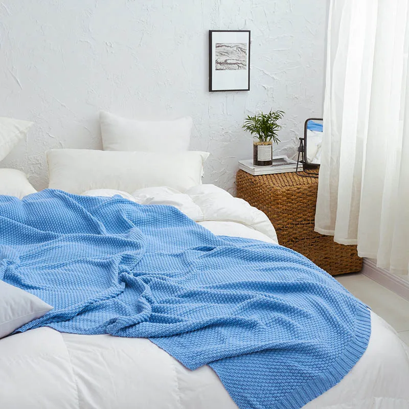 Хлопчатобумажное клетчатое трикотажное одеяло для дивана кровати офисного