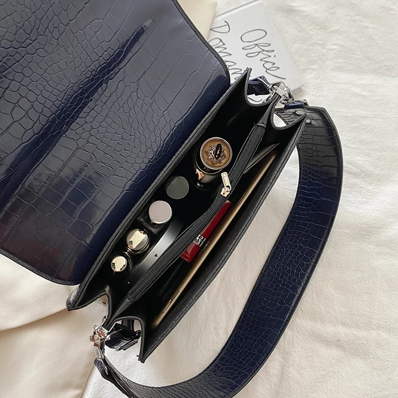 

Silver Fitting Big Alligator Women Messenger Bags 2 Shoulder Strap Brand Colleage Students Handbags Party Shoulder Crossbody Bag