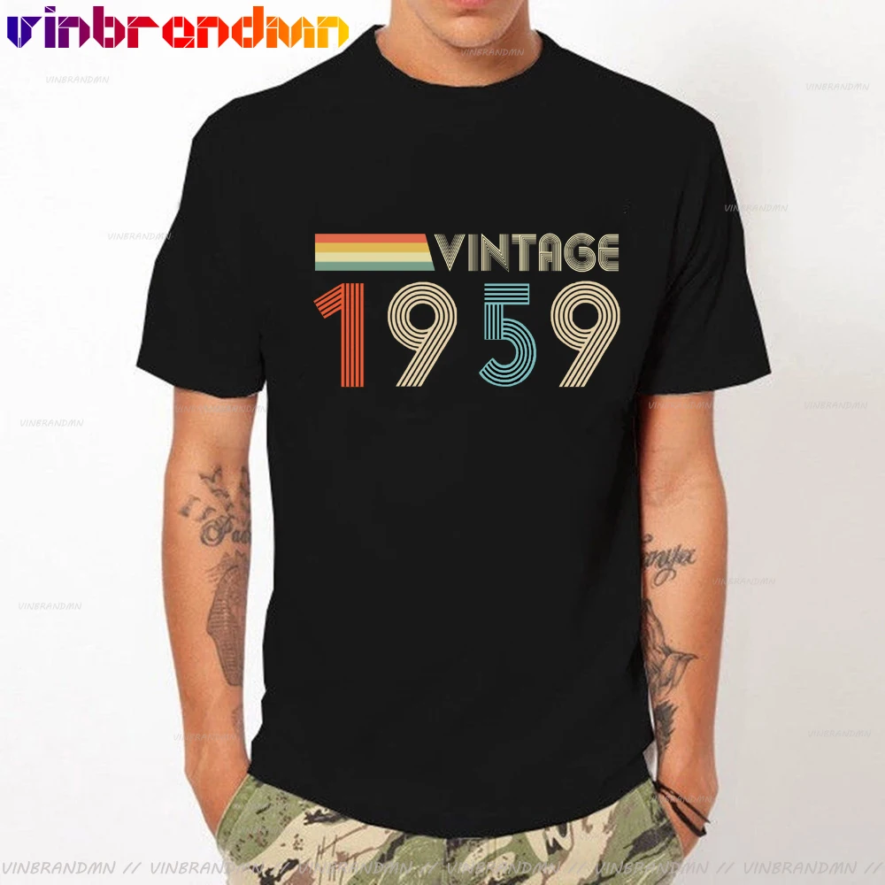 

Классический 50s одежда в винтажном стиле; 1959 Мужская футболка с коротким рукавом футболки 62th юбилей подарки футболка отец 62rd подарки на день...