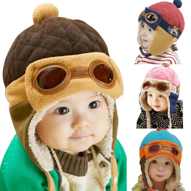 

Winter Warm Baby Hats 4 colors Infant Toddlers Boys Girls Beanies&Beanies Pilot Caps Eargflap Hat baby Pilot Winter Warm Cap