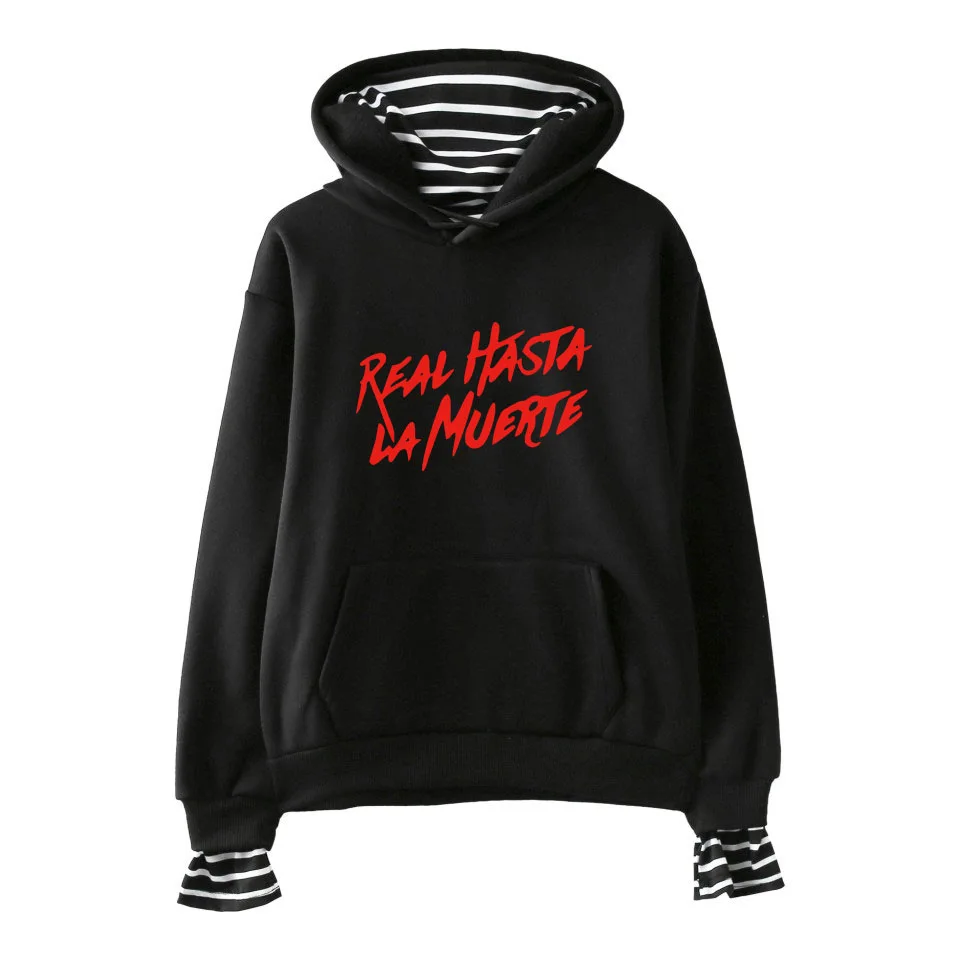 

Rapper Anuel AA Real Hasta La Muerte Hoodies Women Men Fake Two Piece Hooded Sweatshirt Harajuku Streetwear Hip Hop Clothing