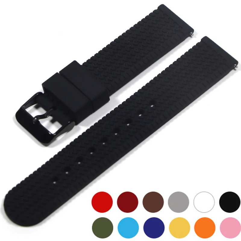 18mm Silicone strap  Rubber Watch Strap 20mm 22mm For s-eiko  New Watch Band Diving Waterproof Bracelet Black Color