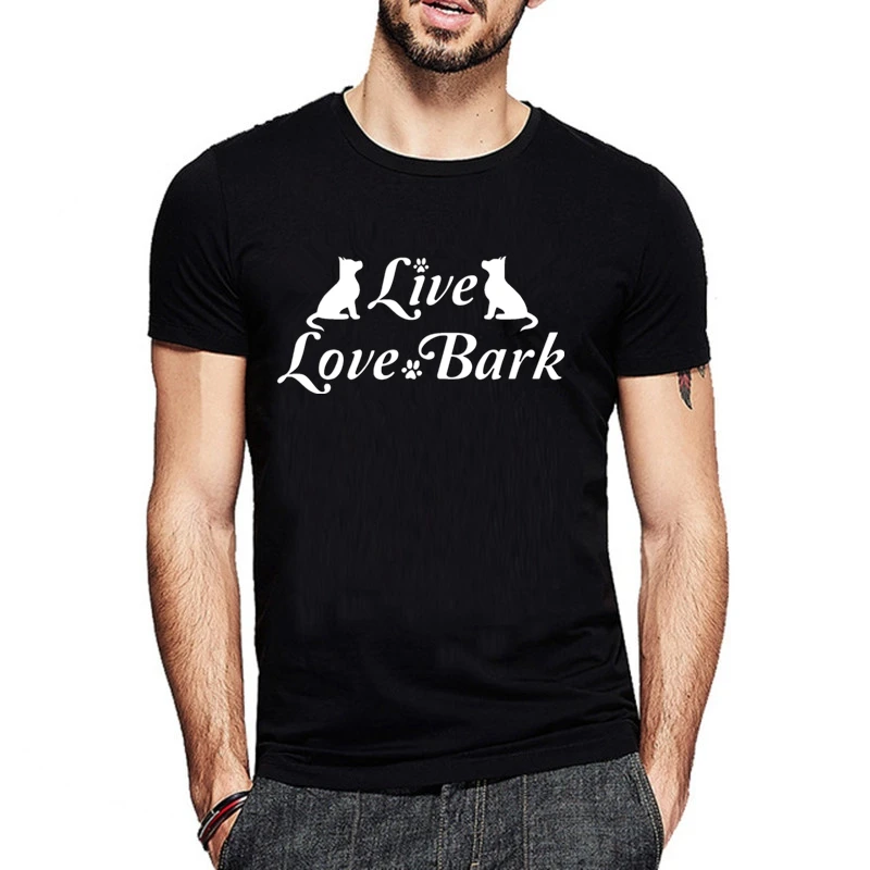 

TriDitya HT0252# LIVE LOVE BARK t shirt men tshirt men's tshirt summer Tshirt fashion cool O neck short sleeve shirt