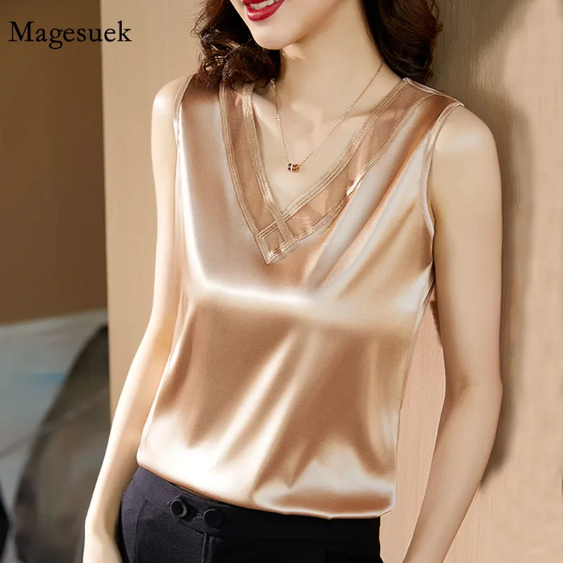 

Elastic Lace Shirt Top Elegant Solid V-neck Embroidery Blouses Silk Women Blouses Shirts Satin Blouse Tops Woman Blusas 13742