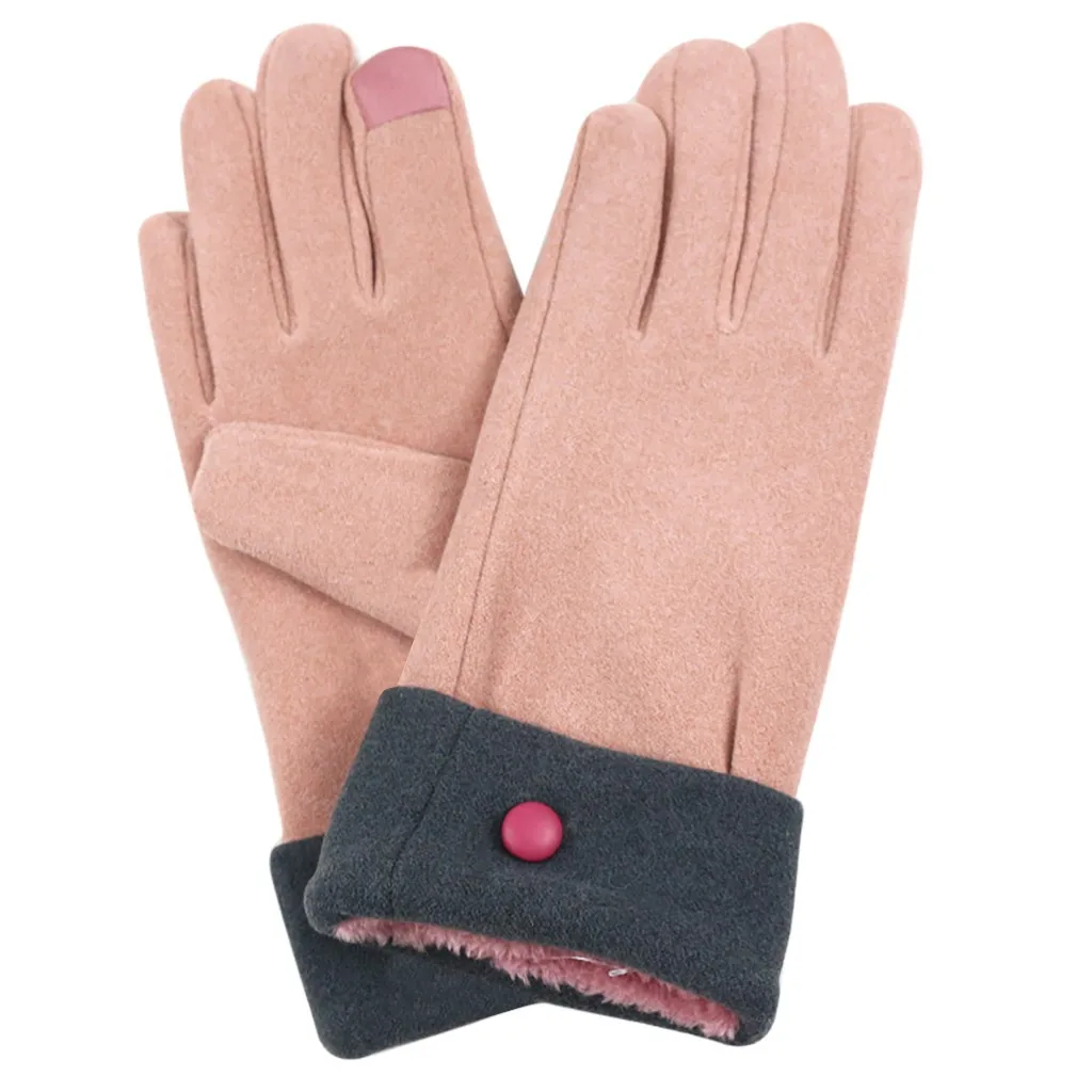 Модные женские зимние противоскользящие перчатки с пуговицами мягкой